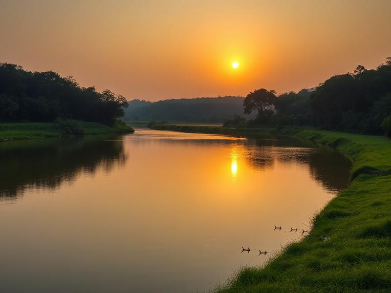 River bend at golden hour